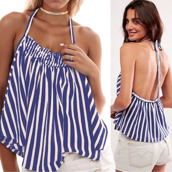 Free People Tops - Free People Blue and White Striped Camisole